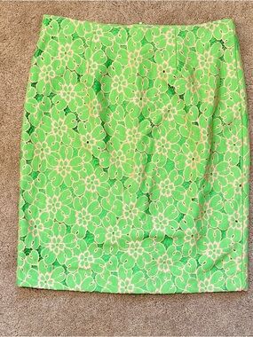Lilly Pulitzer Hyacinth Floral Lace Crochet Guipure Pencil Skirt 14